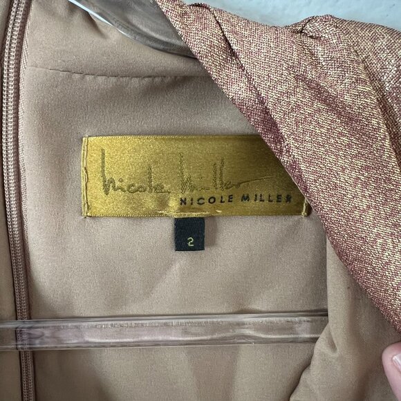 Gold Nicole Miller Bodycon Cocktail Dress sz 2 - Picture 2 of 5